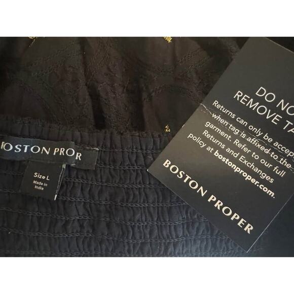 Boston Proper Women’s Large Black & Gold Metallic Detail Off-The-Shoulder Dress - Picture 7 of 7